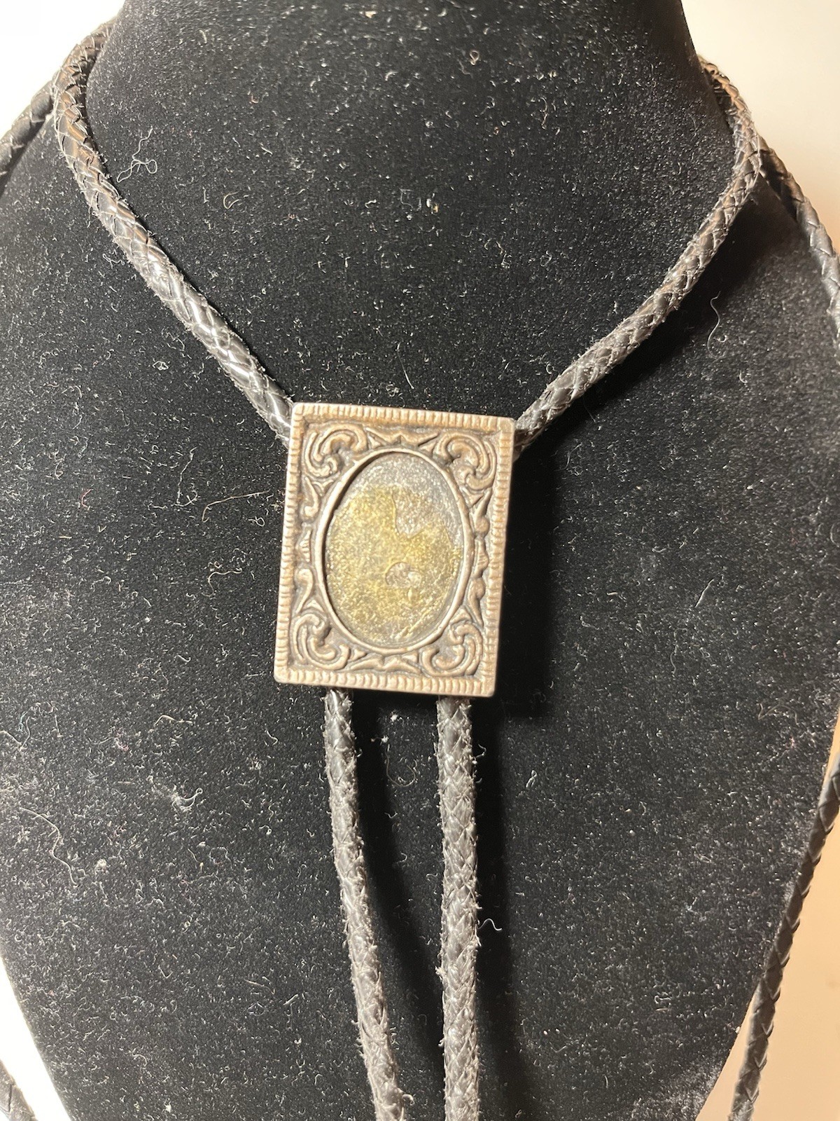Set/2 Woven Leather Bolo Ties Diff Lengths 2 Tones Repair Needed