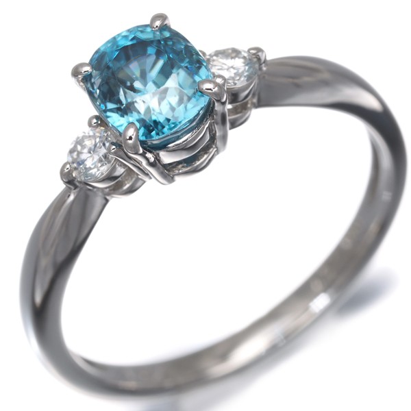 BlueZircon 1.37ct Diamond 0.12ct Ring 950 Platinum
