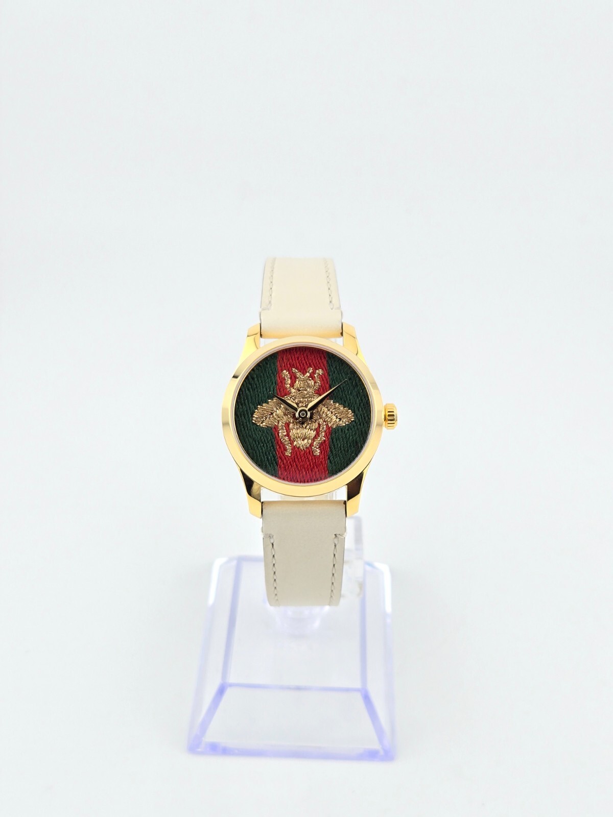 Gucci G-Timeless Women’s Bee Dial Leather Band Watch – YA1265009 ($1100 MSRP)