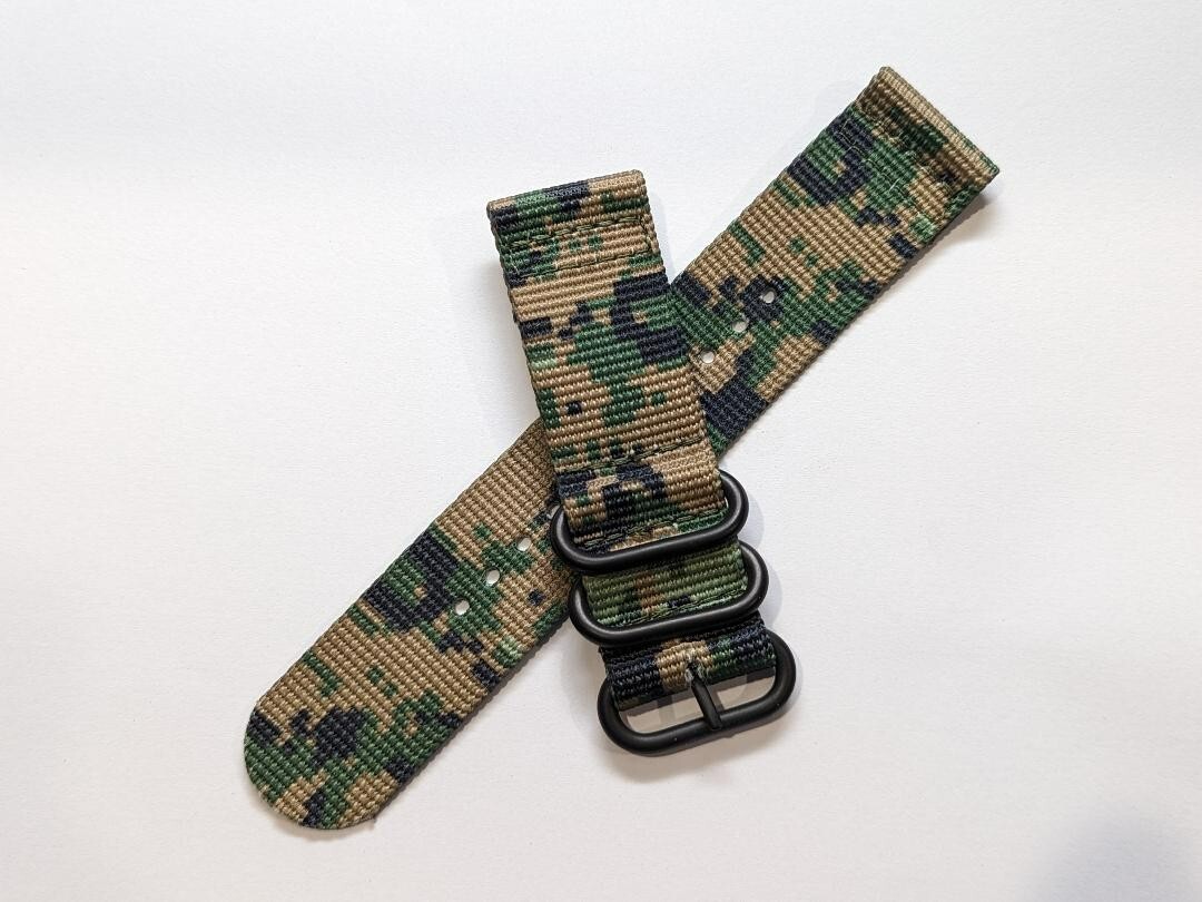 24mm 2 Piece Desert Camo Woodland Camo Military Diver Watch Strap 2-Piece 3-Ring