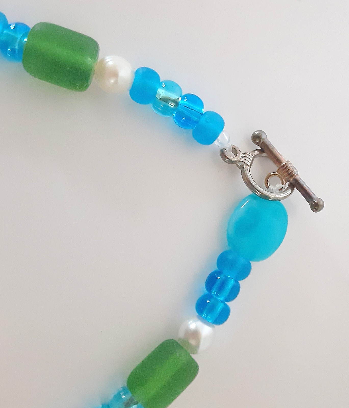 Handmade Sister Friends Sea Glass Nautical Charm Beaded Ankle Bracelet Set