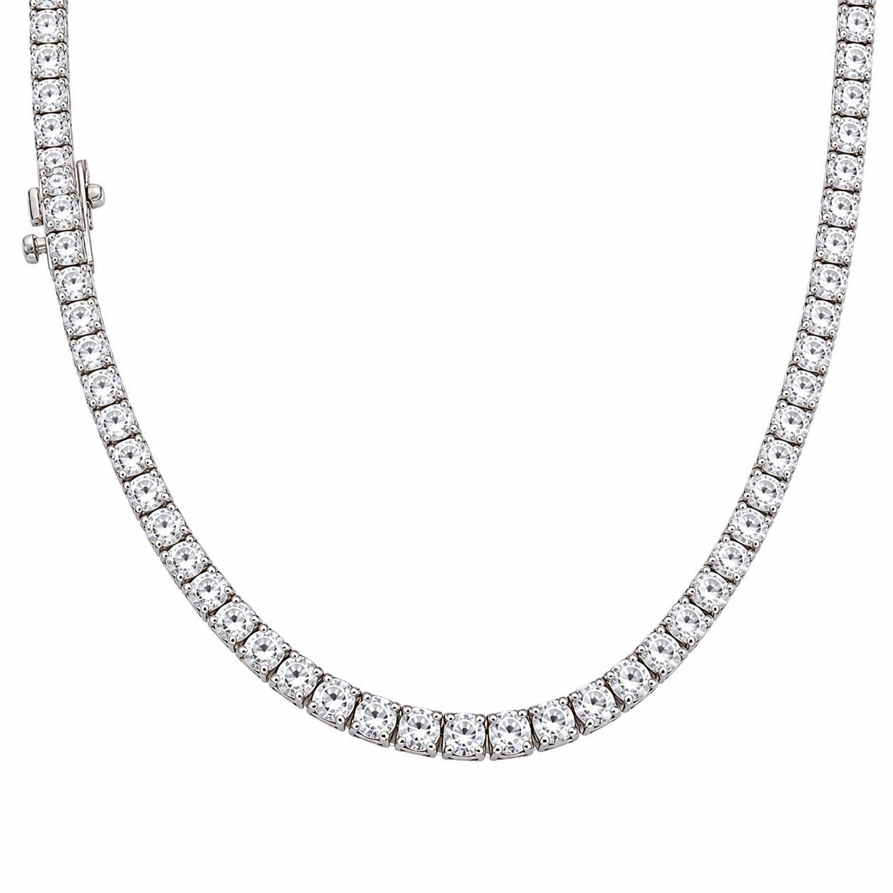 13.00 Ct Lab Grown Diamond Tennis Necklace 14k White Gold E F VVS 17 Inch