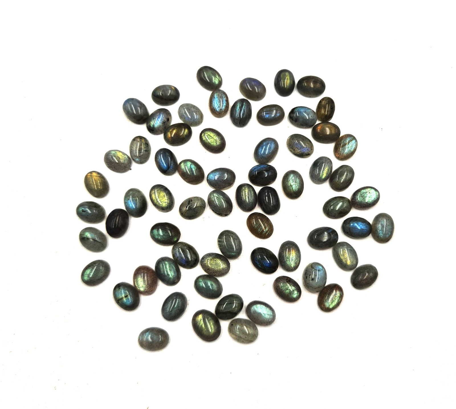 Natural Labradorite Oval Cabochon Loose Gemstone Lot 74 Pcs 6*8 MM 100 CT