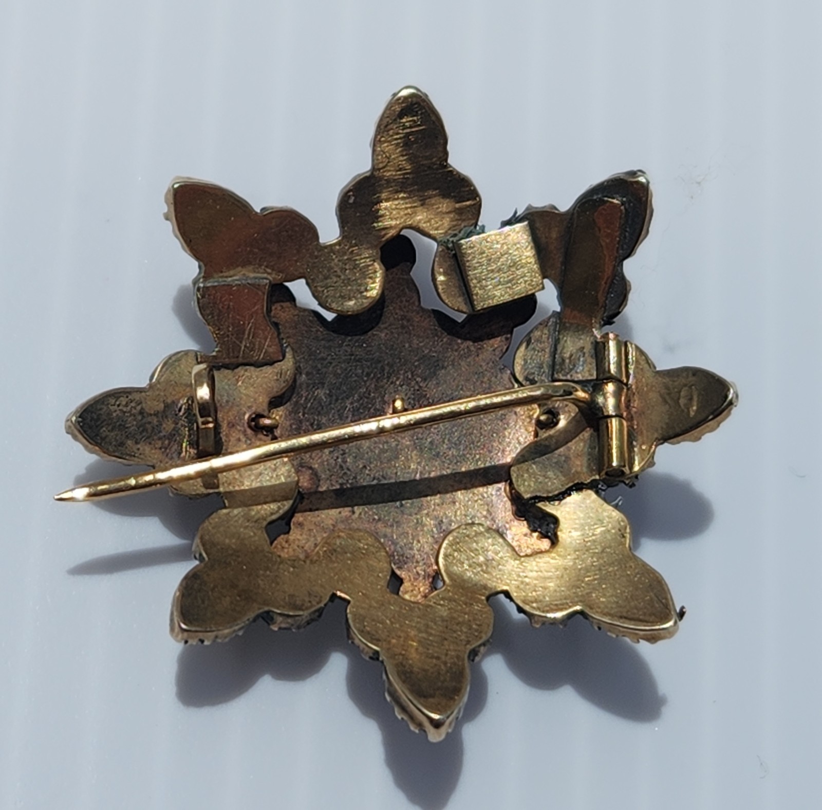 Garnet Brooch Pin Star Layered C Clasp Gold Filled (Loose Pin) Antique Germany
