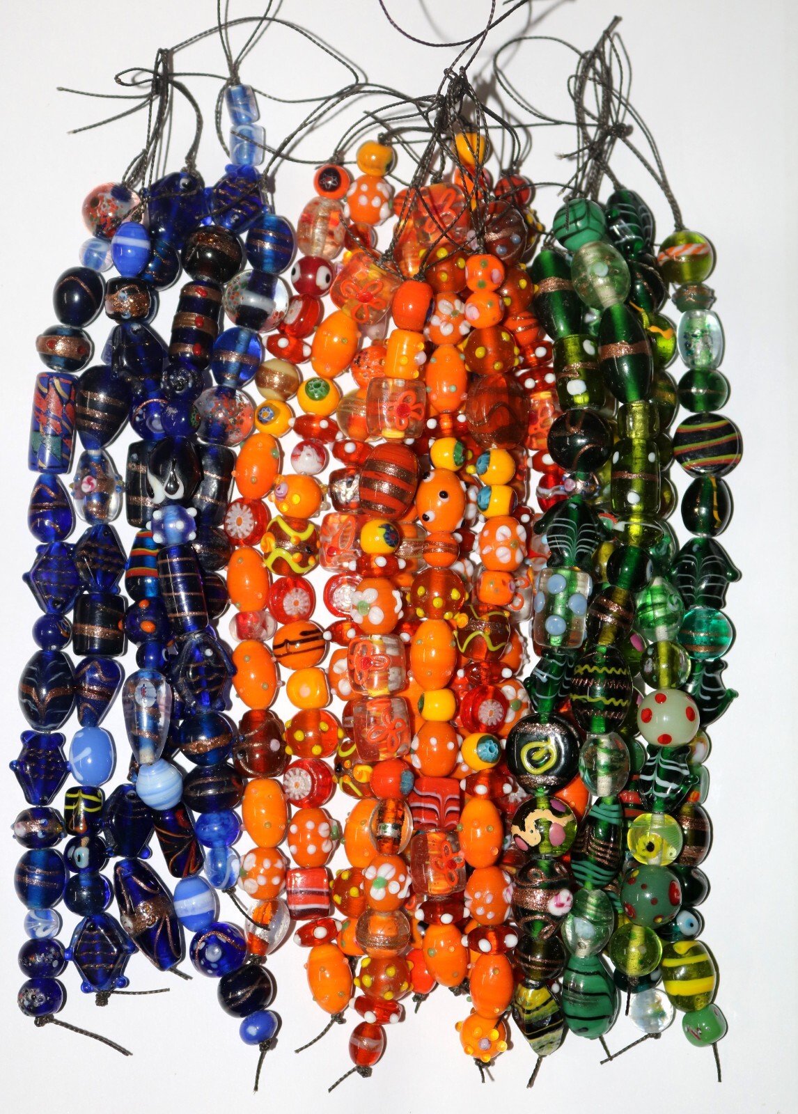30 strands lot Lamp work Beads, 5 each in 6 color combination, Handmade Glass