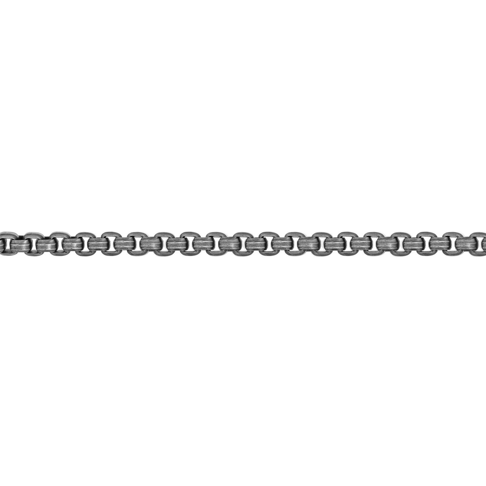 The Graphite – Stainless Antique Finish 6mm Rolo Chain with Push Lock – 24 Inch