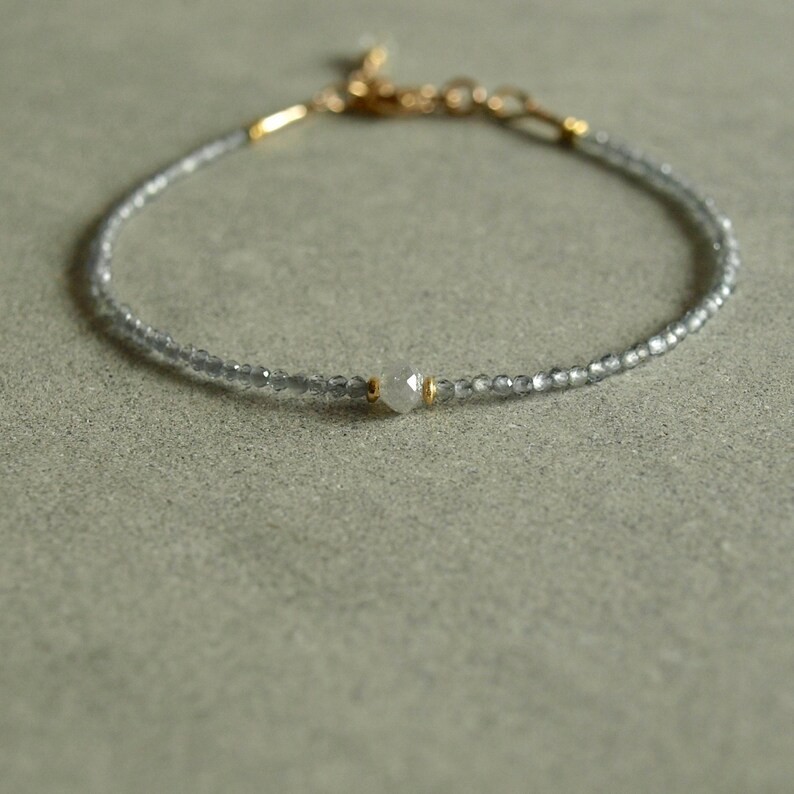 2-3MM Blue Labradorite Faceted Round Gemstone Tiny Beads Handmade Bracelet 6-8”