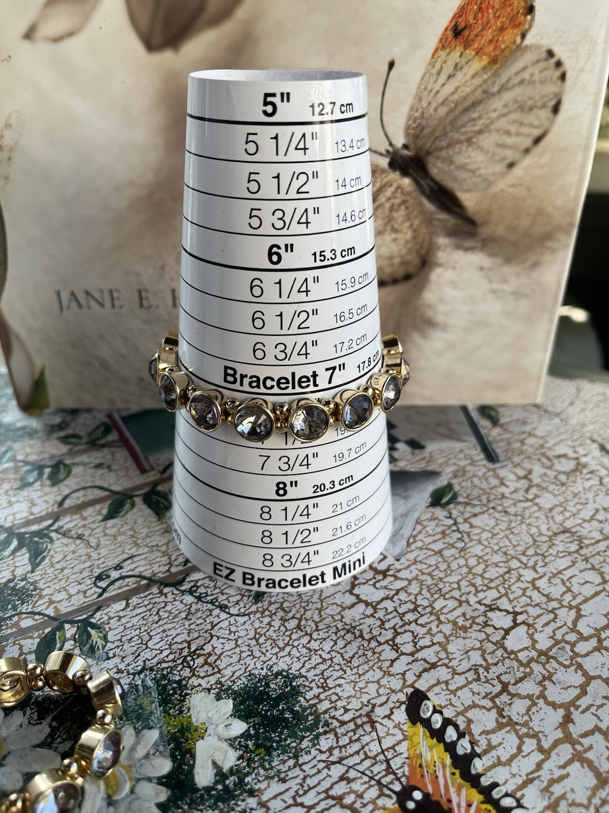Two Stretch Bracelet Beaded Smoke Clear Gold Tone 7” Ish