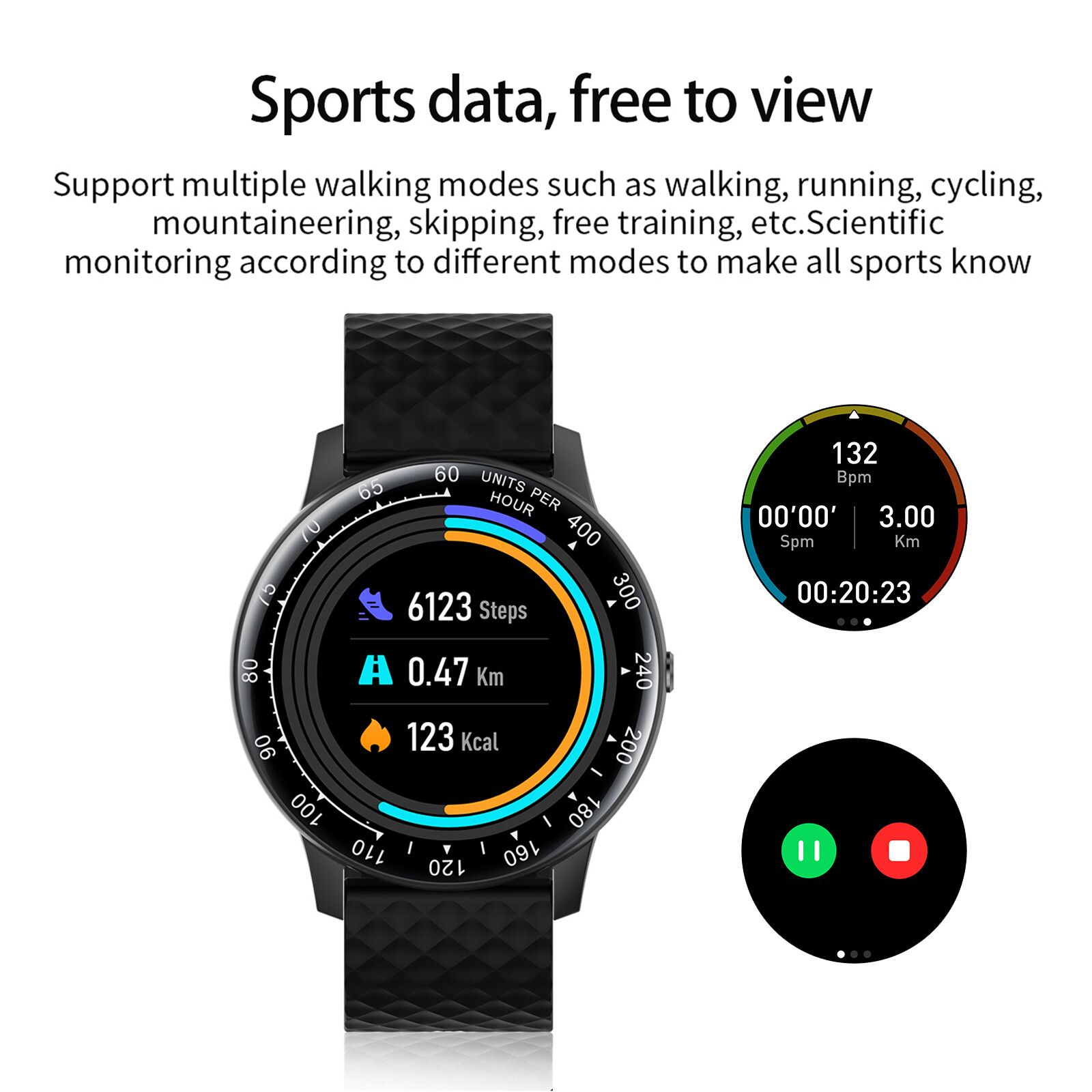 Bluetooth Smart Watch Fitness Tracker Pedometer Sleep Monitor Men‘s Watches-*