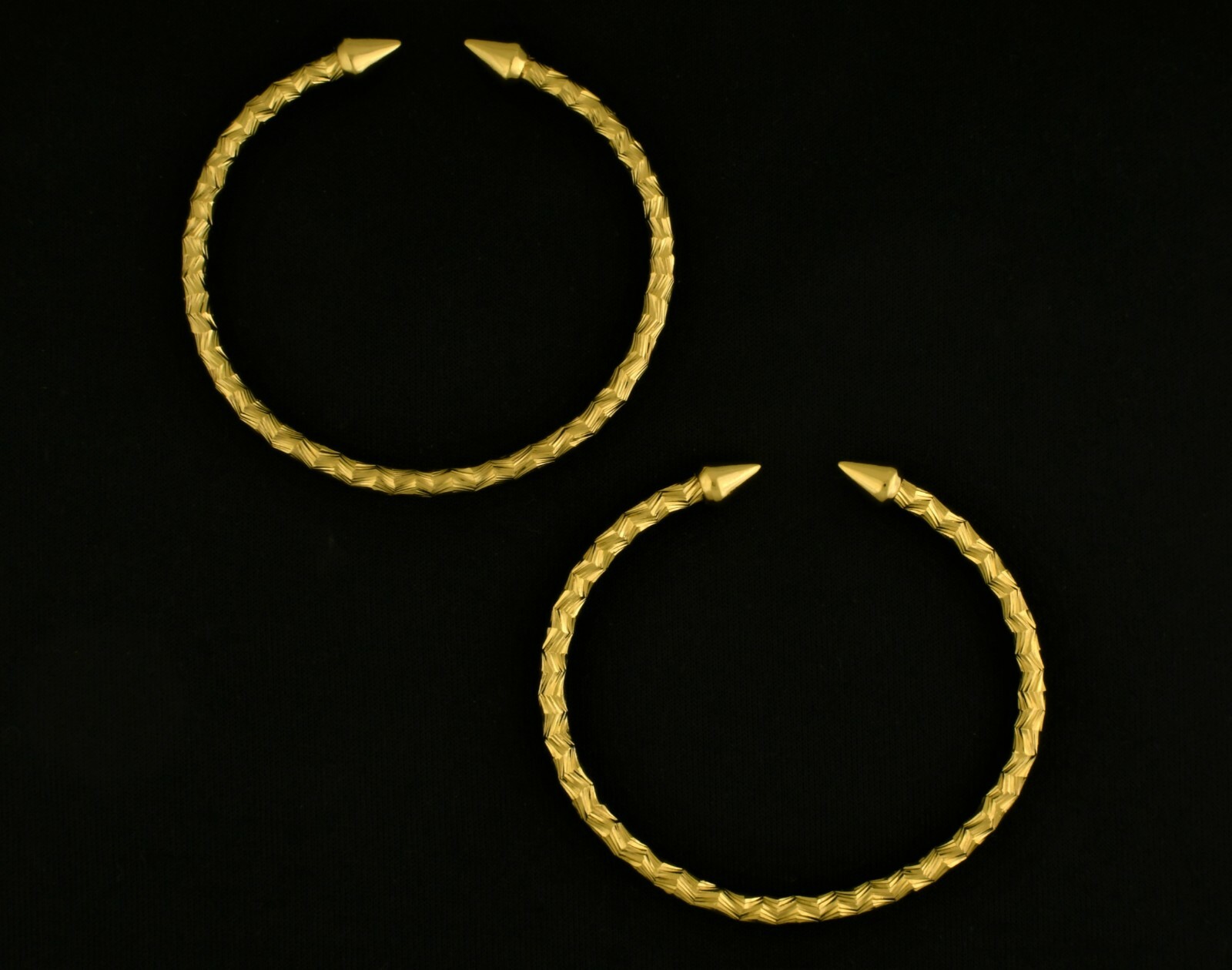 14K Gold Filled Diamond Cut Cone End West Indian Bangles