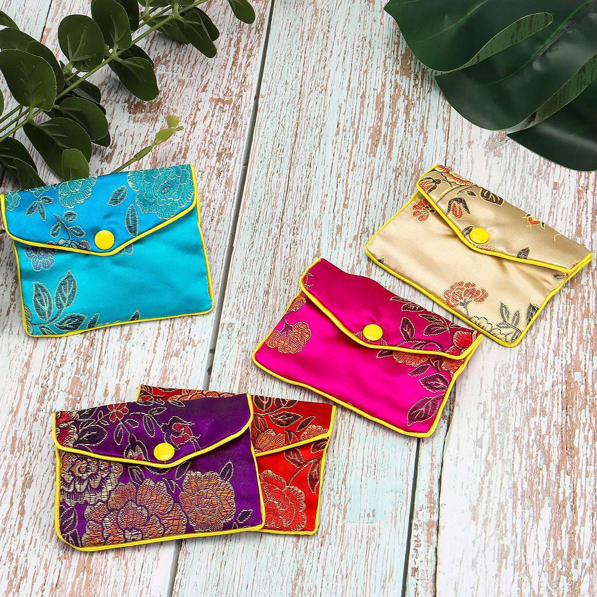 12 Fancy Silk Chinese Jewelry Purse Pouches with Zipper Gift Bag Pouch 3″ x 3.9″