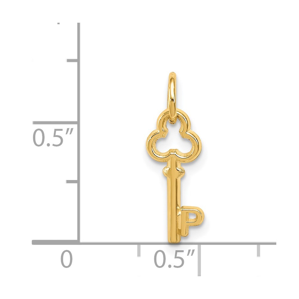 14K Yellow Gold Key Letter P Initial CharmP endant; Length 15.53 mm; Wt. 0.35 g