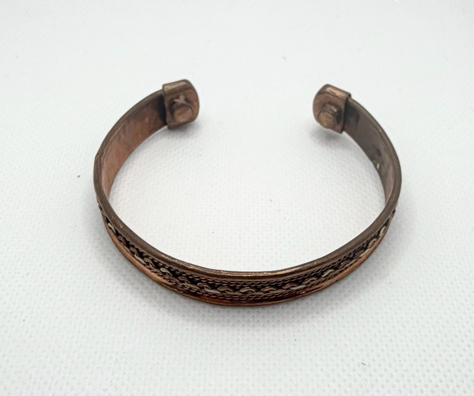 Handcrafted Magnetic Copper Cuff Bracelet with Braided Texture Detail