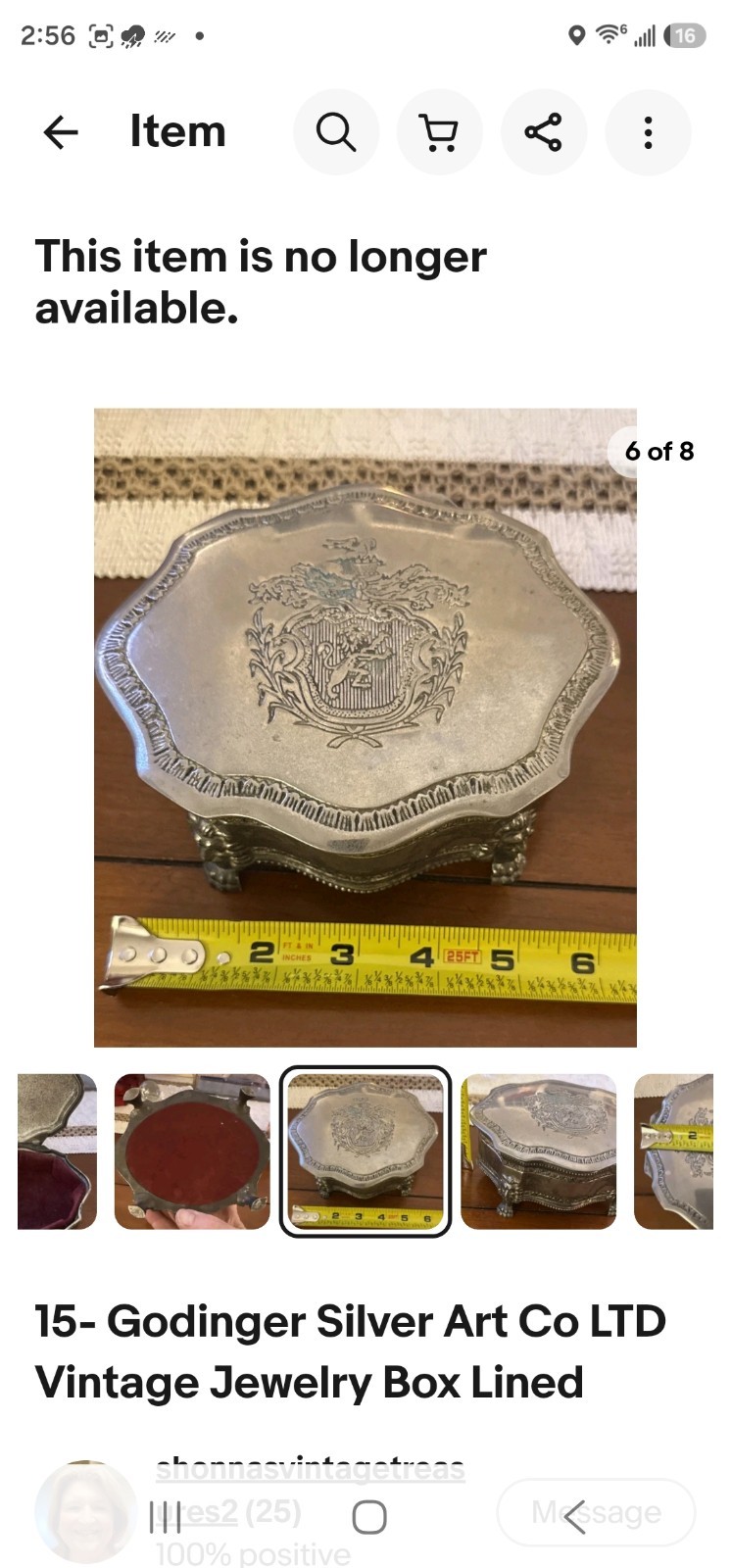 Godinger Silver Plated Jewelry Box Vintage l Red Velvet Lining