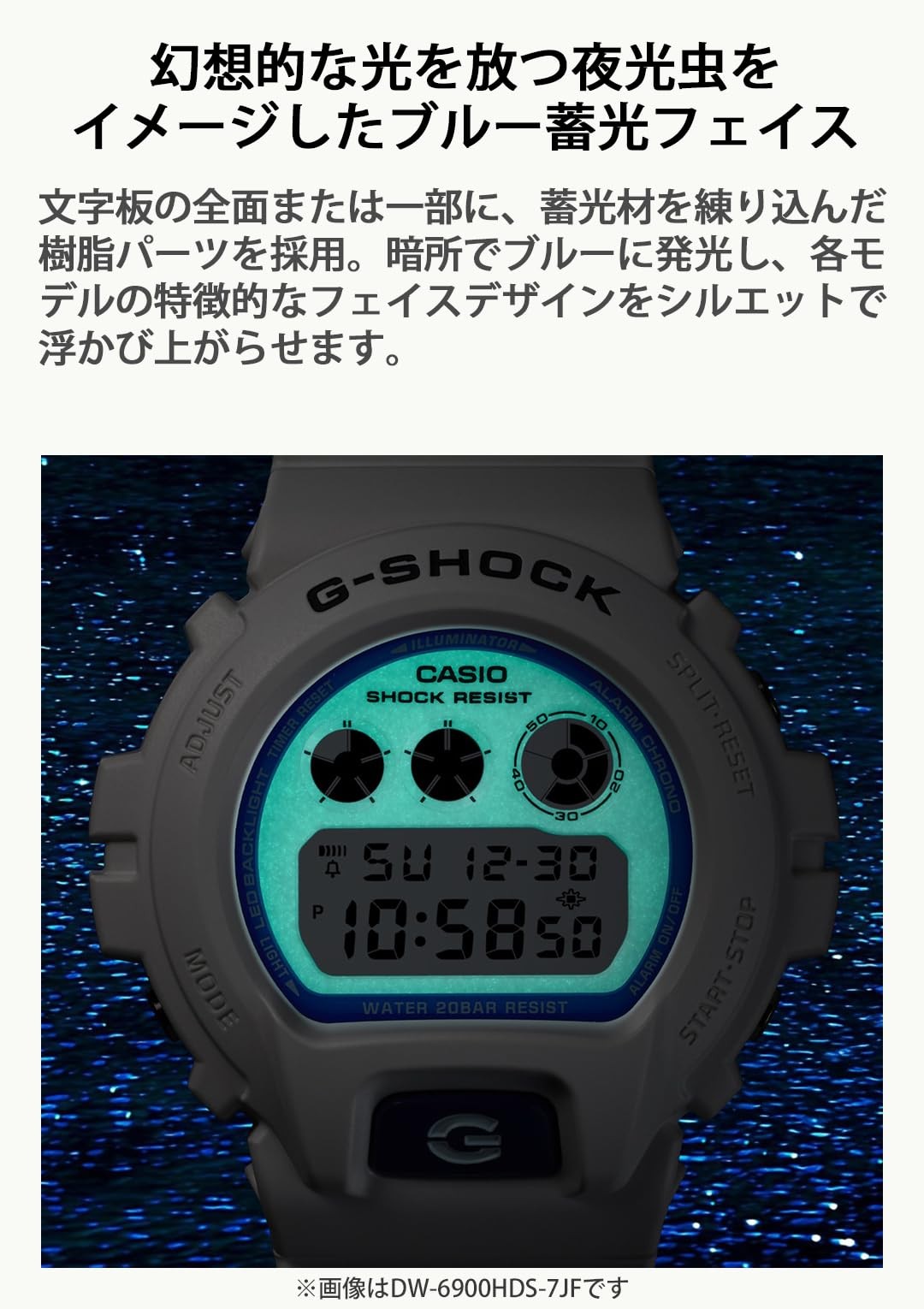 Unused CASIO G-SHOCK DW-6900HDS-7A1JF Silver Digital Luminous Men Watch in Box