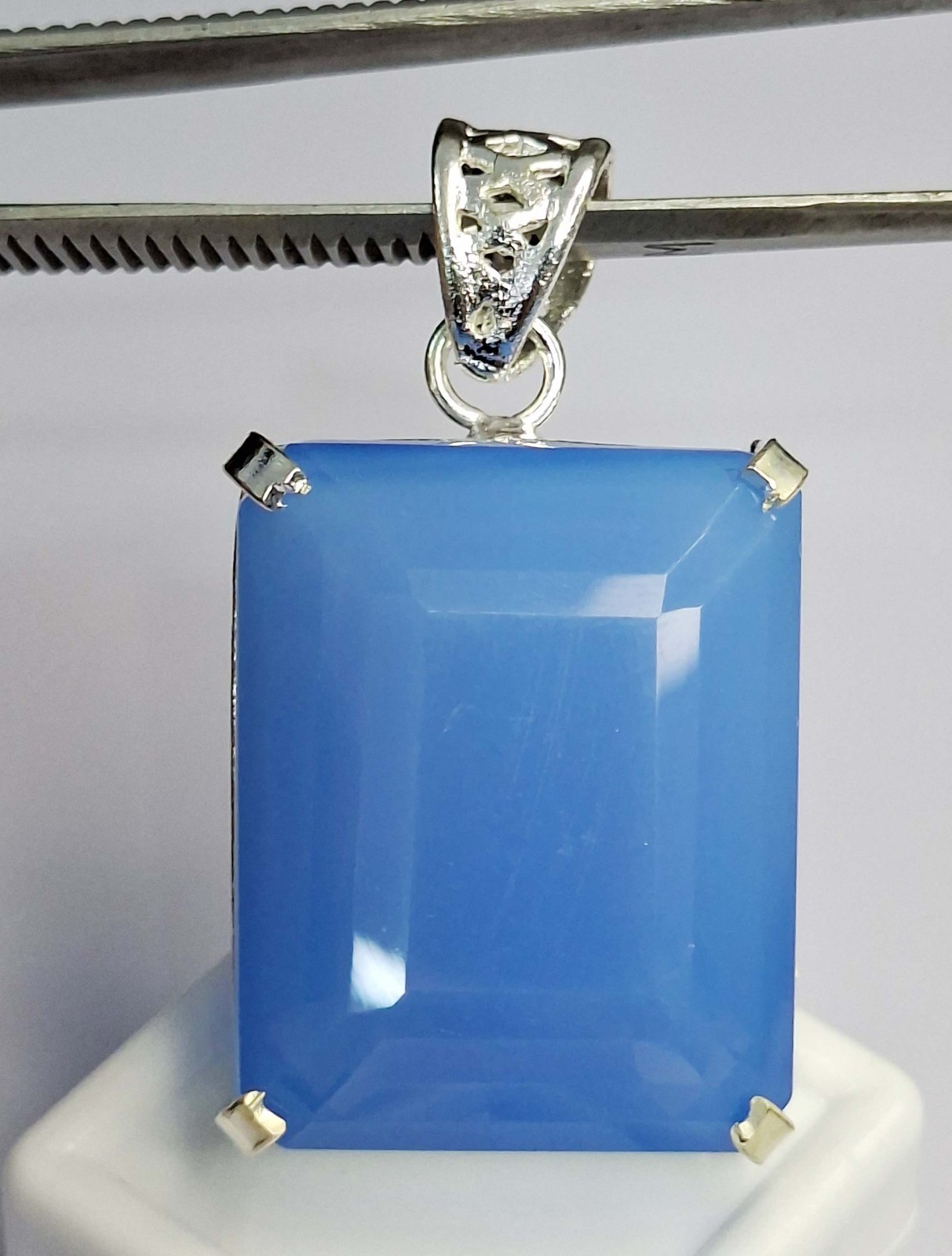 Pendant Blue Welo Opal Emerald Cut 58-60 Ct Loose Certified Gemstone SP1004