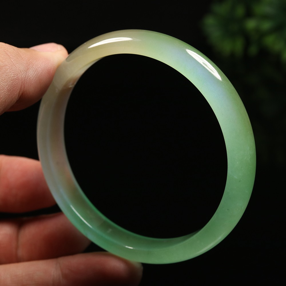 61mm Lavender Green Icy Jadeite Jade Bangle Bracelet Burma Jadeite A-14163