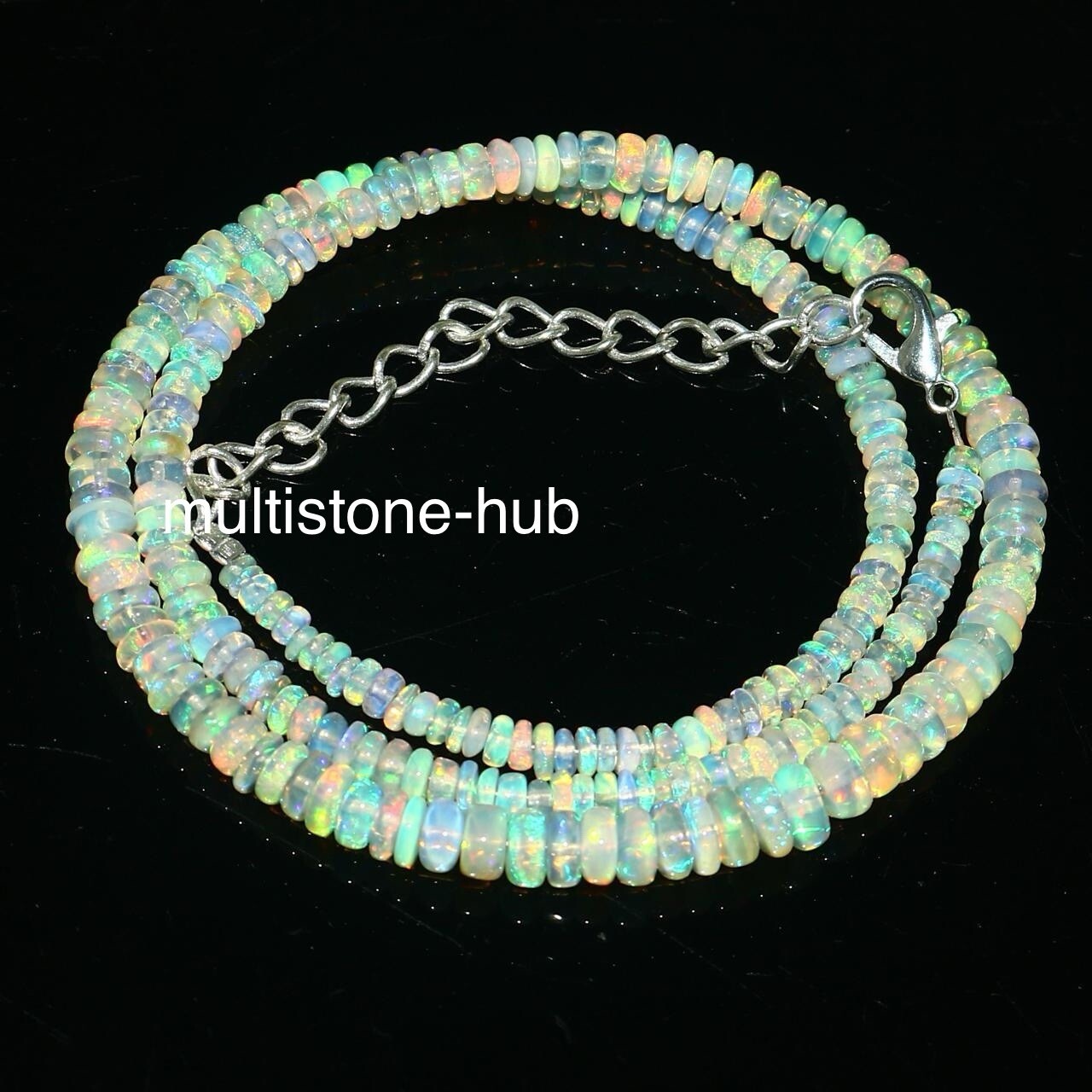 Natural Ethiopian Welo Fire Opal Rondelle Beads Gemstone Necklace 16 Inches