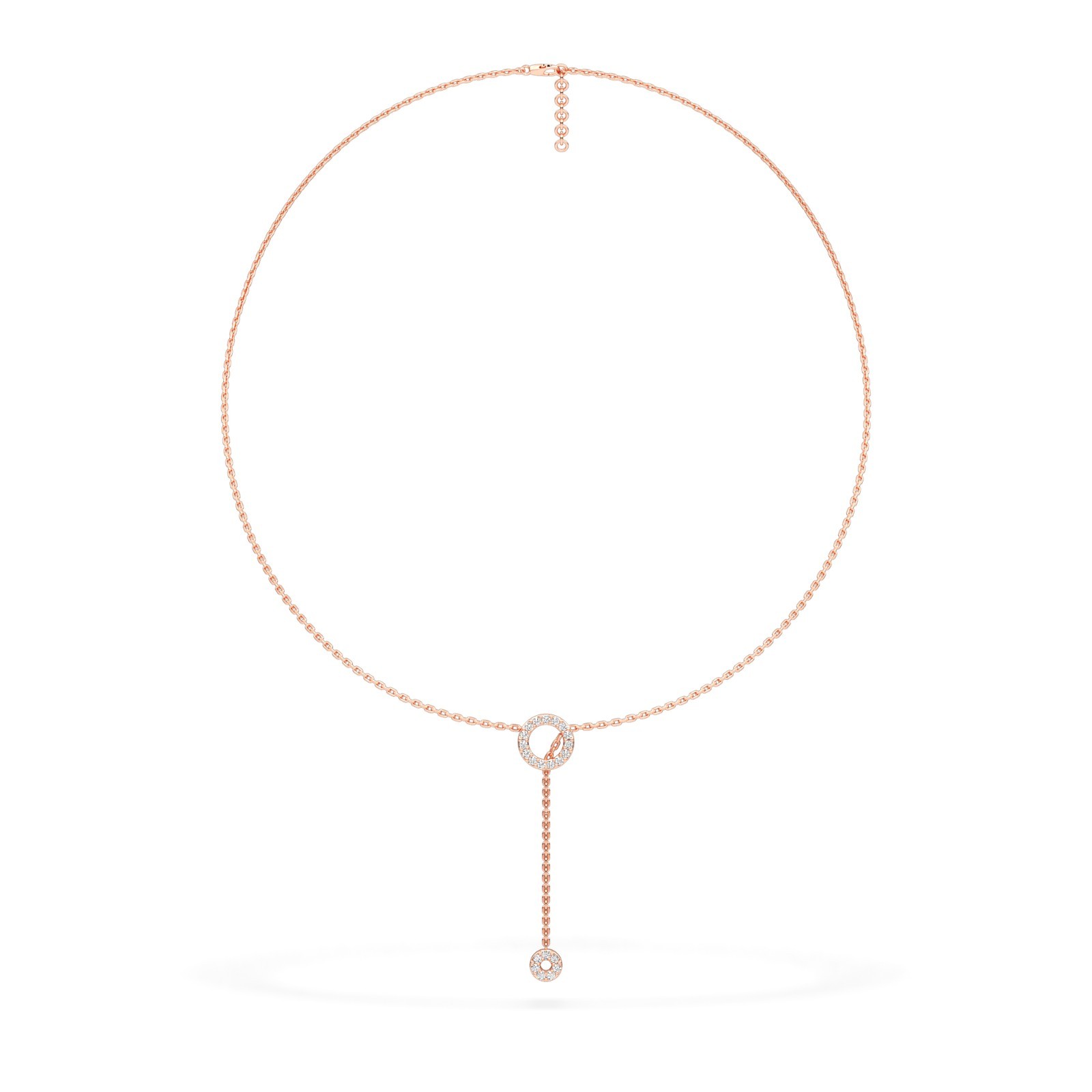 Round Cut Natural or Lab Grown Diamond Circle Drop Necklace in 10K 14K 18K Gold