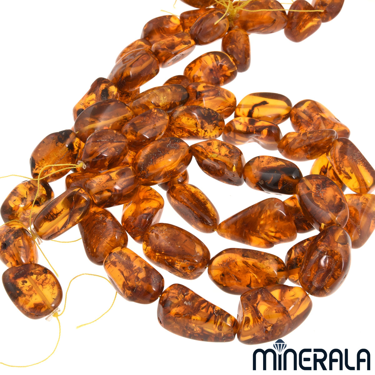 NATURAL AMBER GEMSTONE TUMBLED SHAPE BEADS 15.5″ 40cm STRAND WP00147