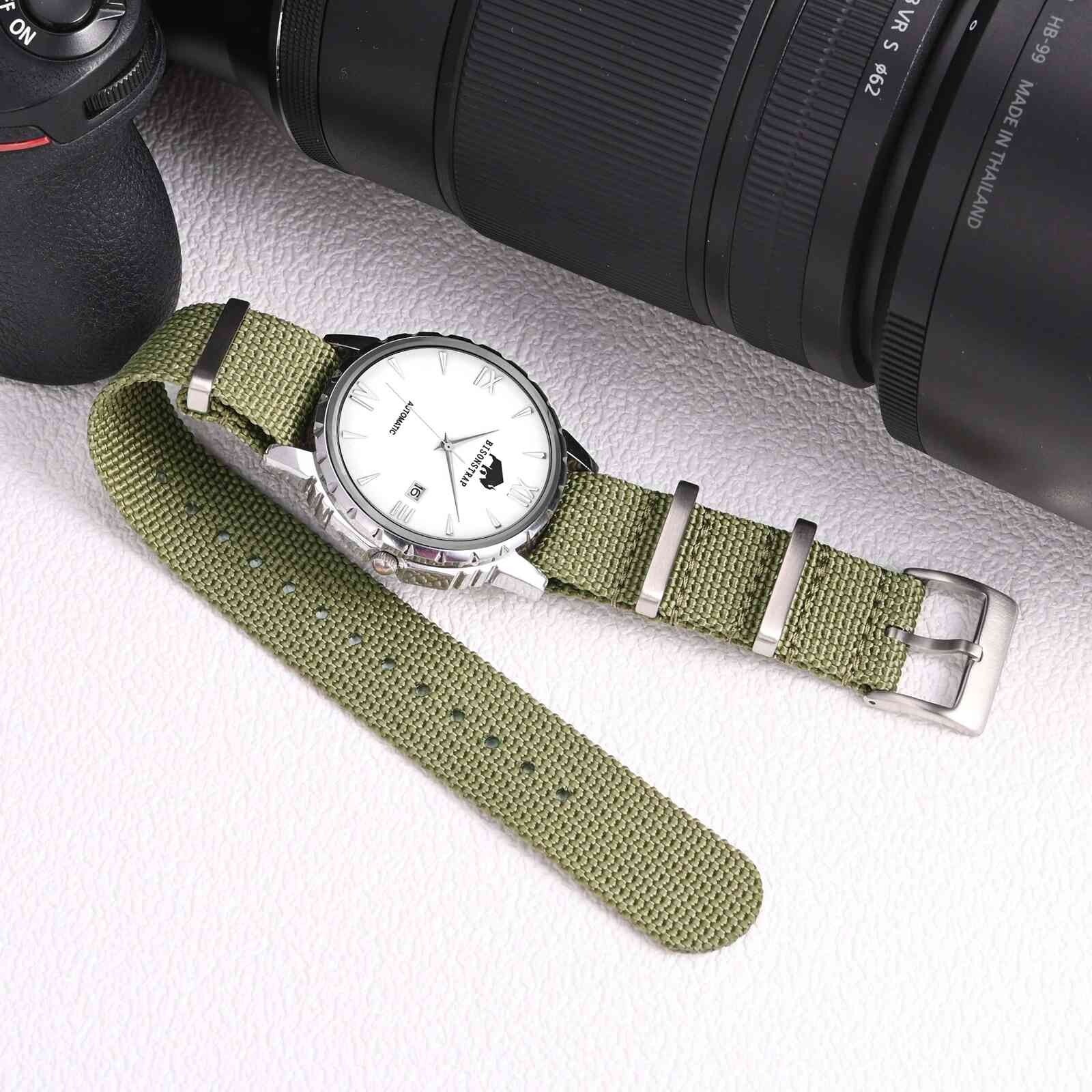 BISONSTRAP Nylon Watch Band One Pieces Watch Strap 18mm 20mm 22mm Breatheble