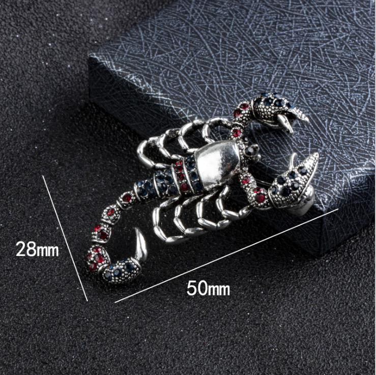Retro Women Brooches Gold Rhinestone Enamel Scorpion Insect Brooch Pins Jewelry