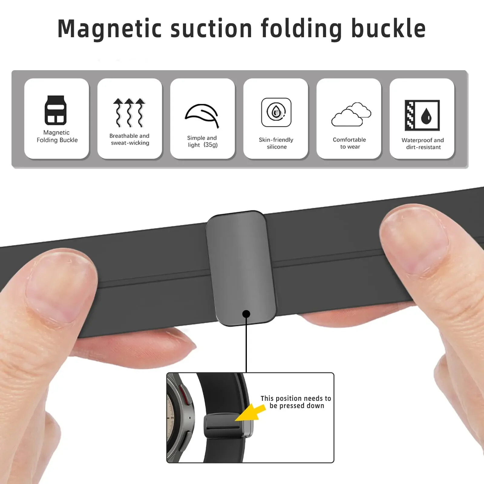 Magnetic Silicone Band Strap For Samsung Galaxy Watch 5 Pro 45mm 4 40 42 46 44mm