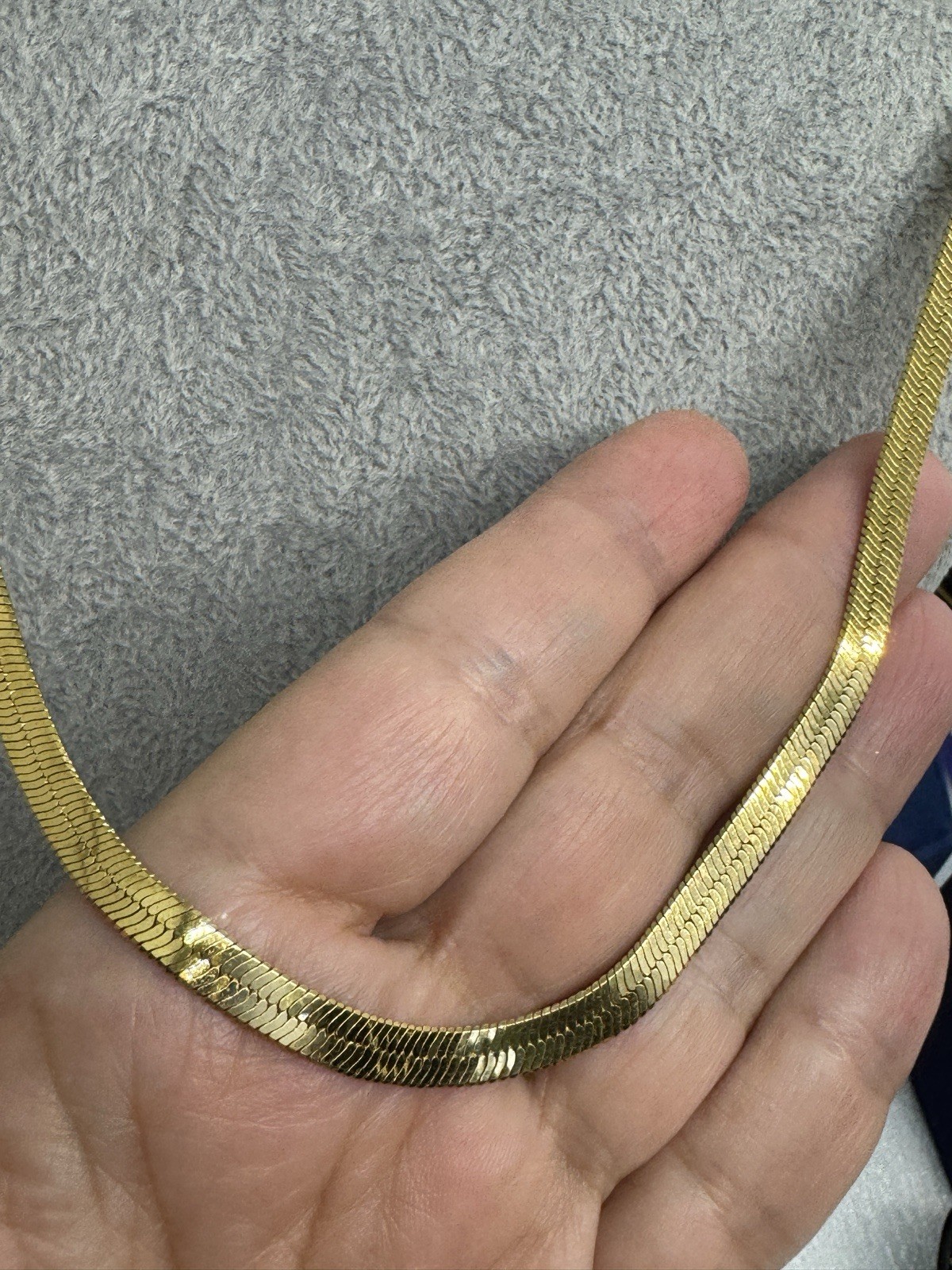 Herringbone Flat Gold Tone Chain Necklace 30″ 5mm
