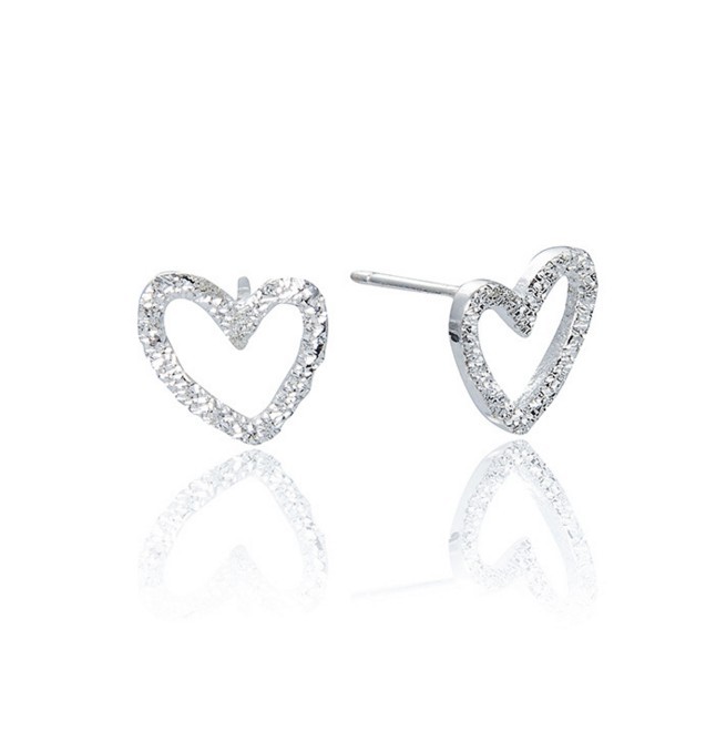 925 Sterling Silver Heart Post Stud Earrings Gift Women Girl PE18