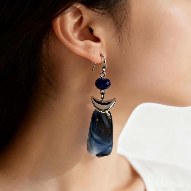 New 56mm Chicos Stone Bead Drop Earrings Gift Chic Women Party Vacation Jewelry