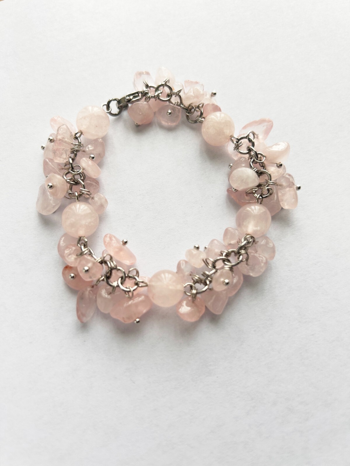 Rose Quartz Bracelet with Brass Lobster Clasp Closure Fashion Bracelet 10mm Bead