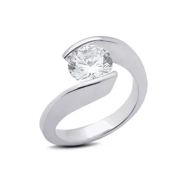 Solitaire Engagement Ring Solid 14K Gold 1.07 CT Round Lab-Grown Diamond F VS1