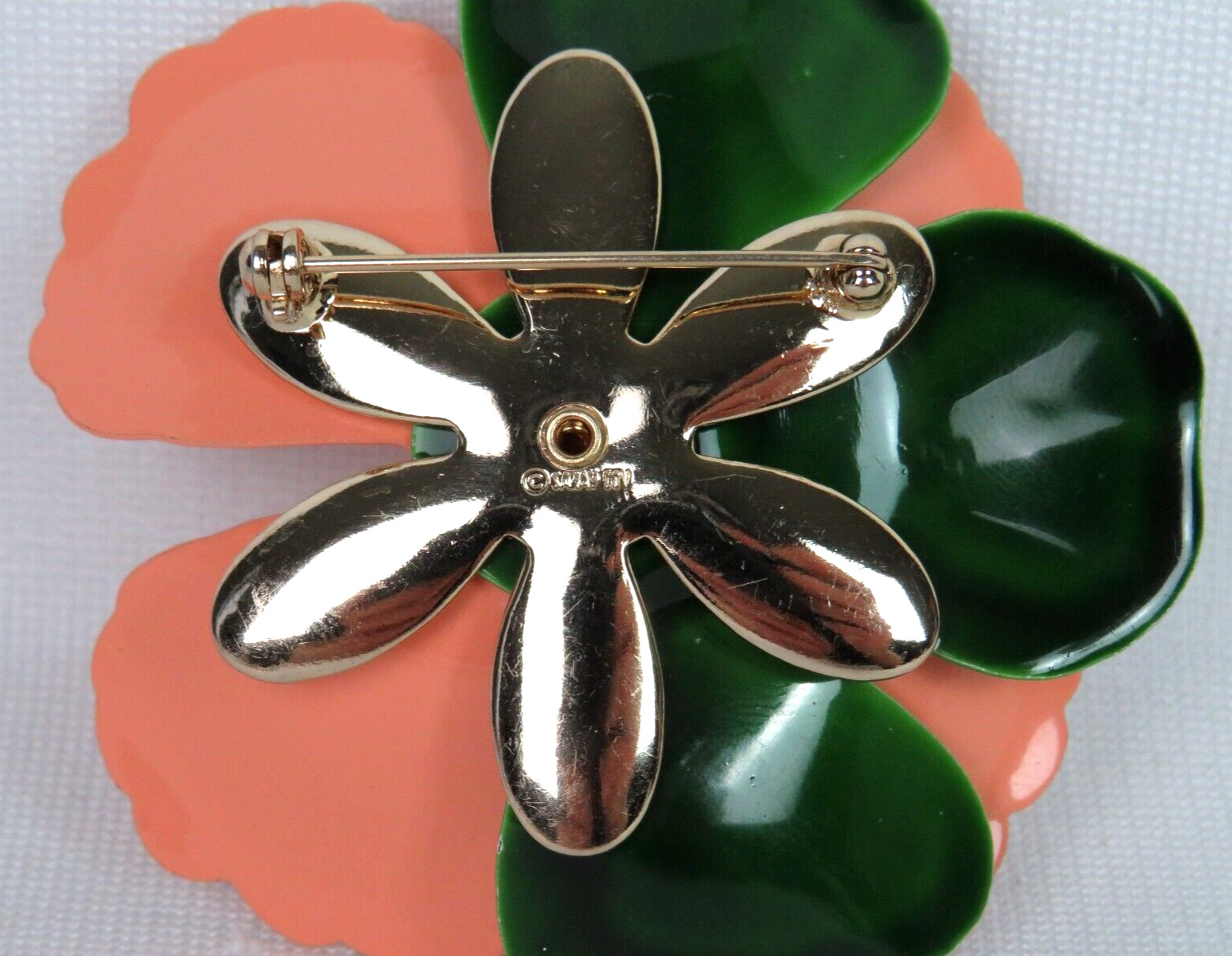 VTG 1950s 60s MOD ENAMEL METAL FLOWER BROOCH SIGNED SARAH COVENTRY 2 3/4″ WIDE