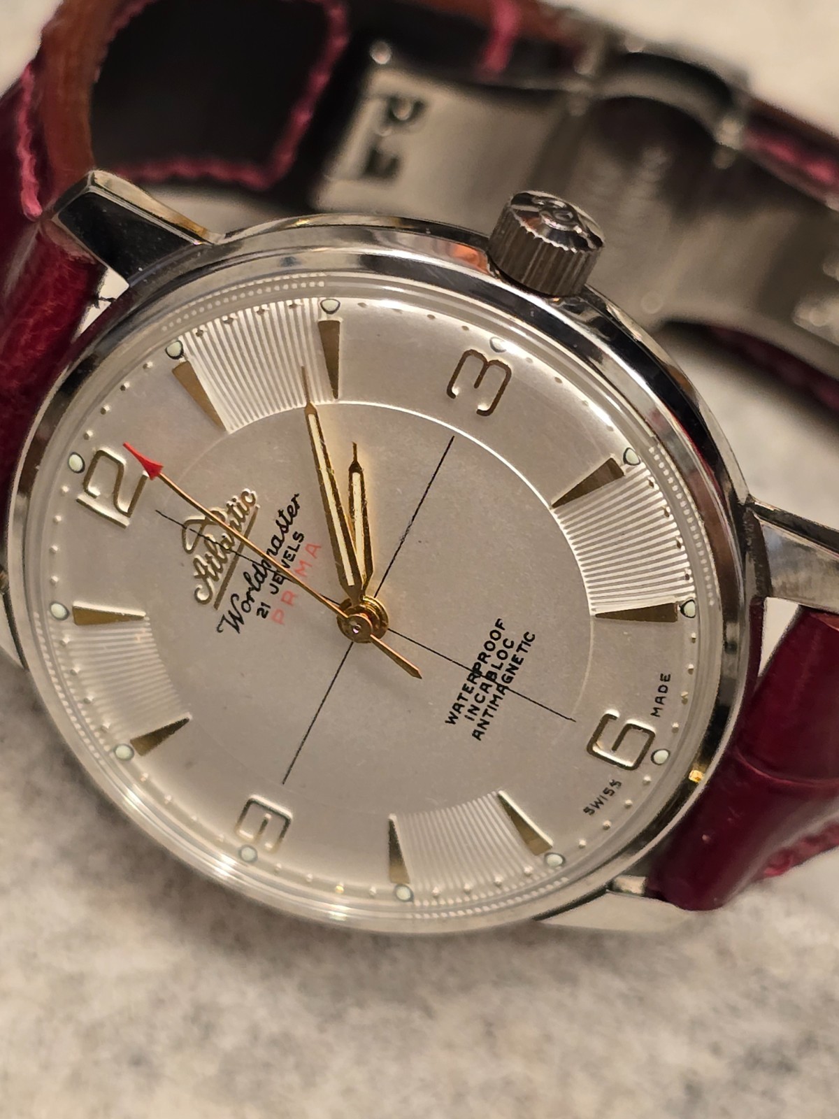 [MINT] Atlantic Worldmaster Vintage watch 21 Jewels Mechanical Manual works Well