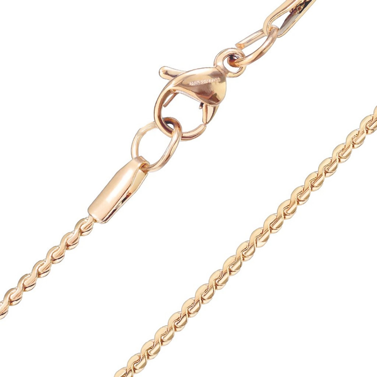 Minimalist Serpentine Chain Necklace Rose Gold PVD Plated Stainless Steel 18-IN