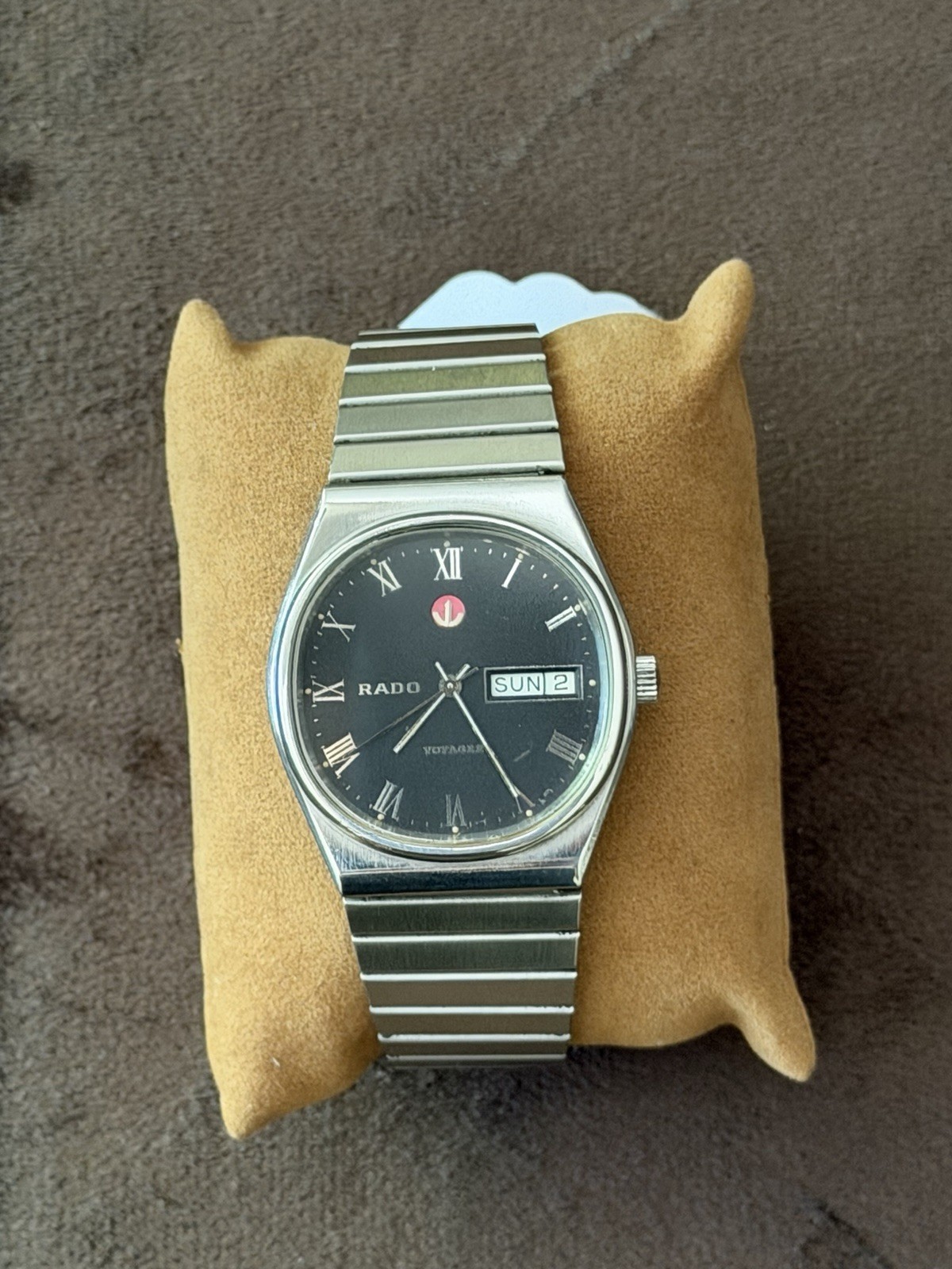 Rado Voyager Automatic Day/Date Black Dial Roman Numerals Steel Watch 33mm