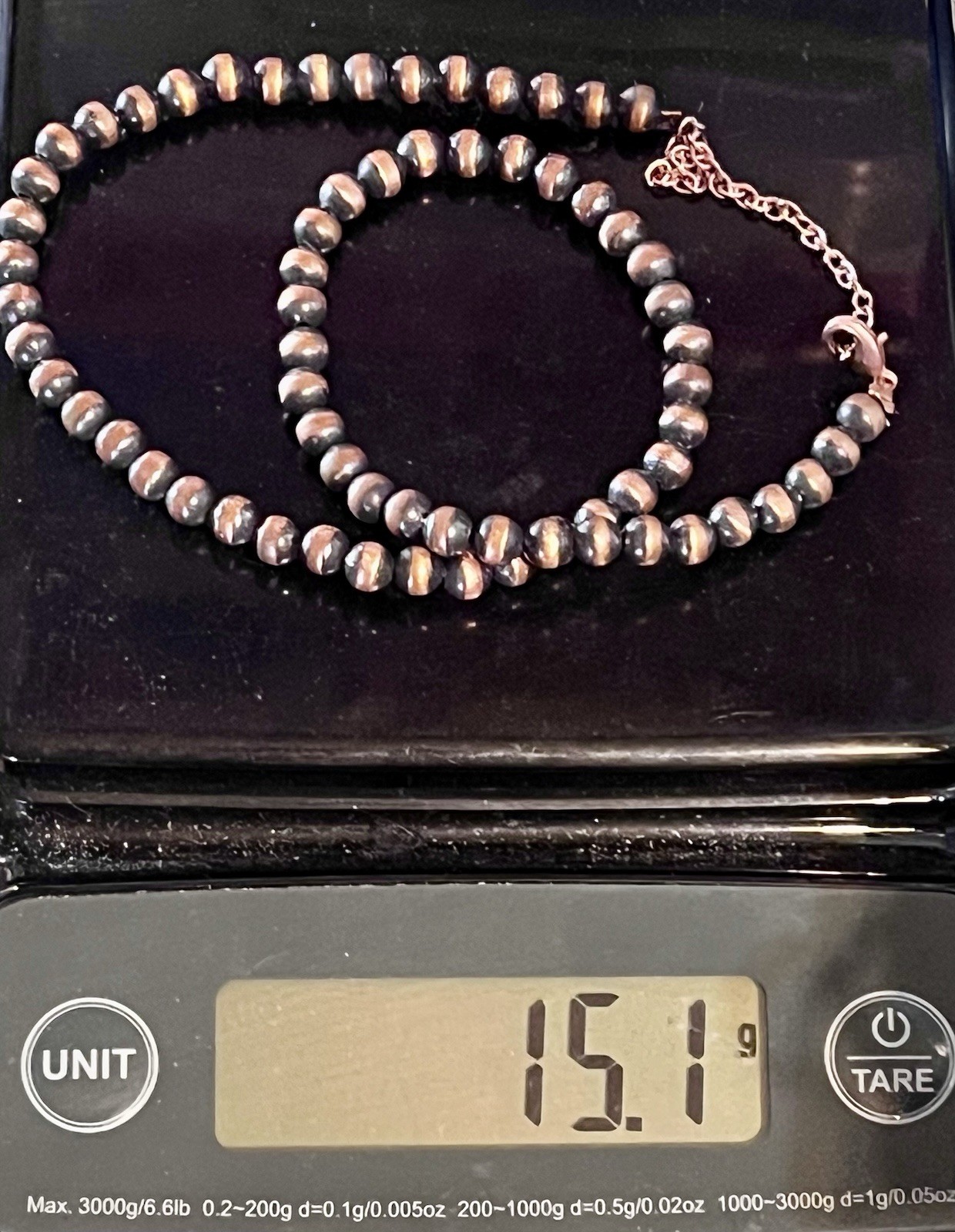 Southwestern 5mm Solid Copper Desert Pearl Hand Strung Necklace 18-20” 15.1g