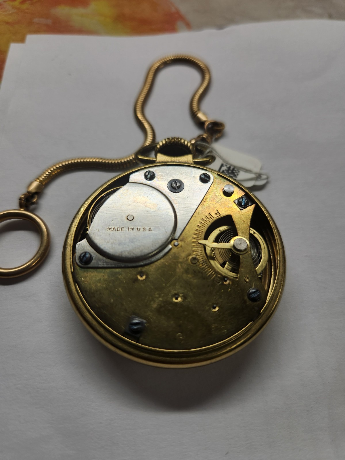 Vintage Westclox Scotty Pocket Watch Made in USA Mechanical Wind Runs w/ Chain