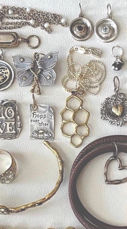 Vintage Waxing Poetic Sterling Silver/Brass Charms Heart Love