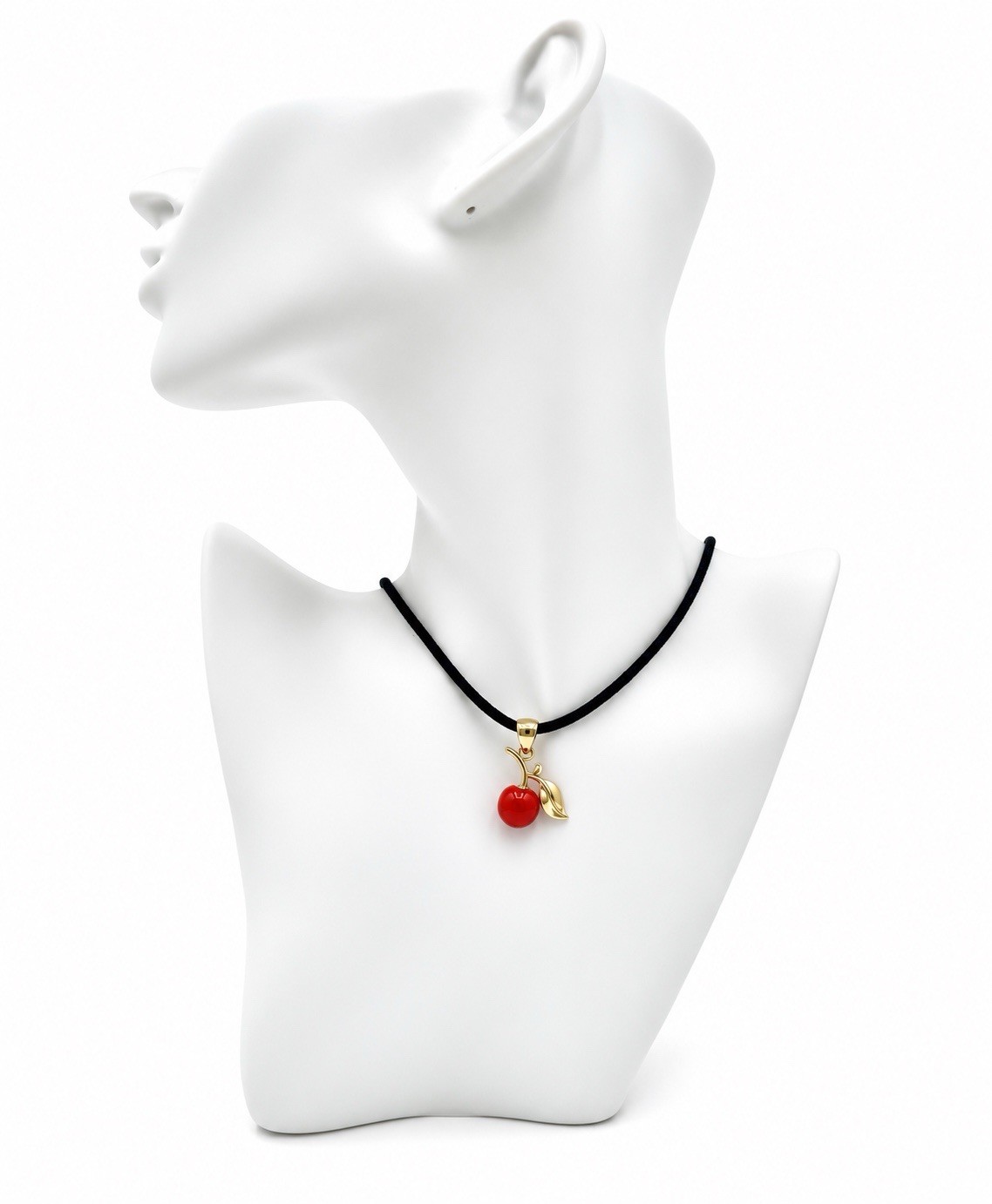 14Kt Gold Mediterranean Red Coral Apple Pendant with Leaf Made in Italy