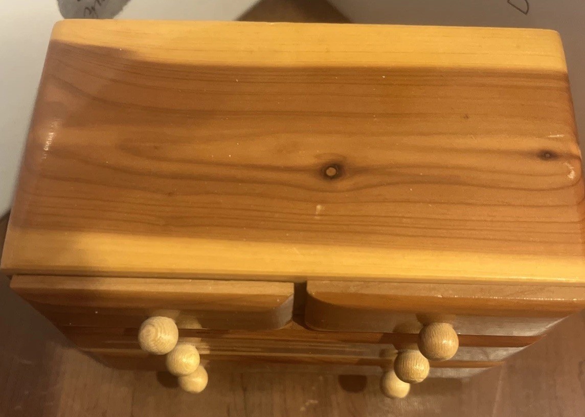 Beautiful Handmade 4 Drawer Wood Jewelry Box, Unique Wood Grain, 5.5X3”