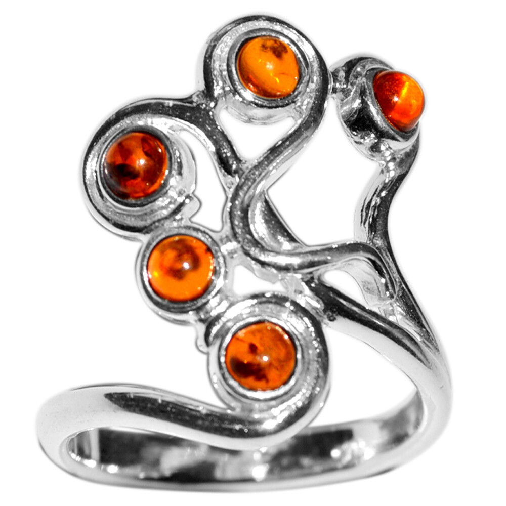 3.9g Authentic Baltic Amber 925 Sterling Silver Ring Jewelry N-A7412 s.6