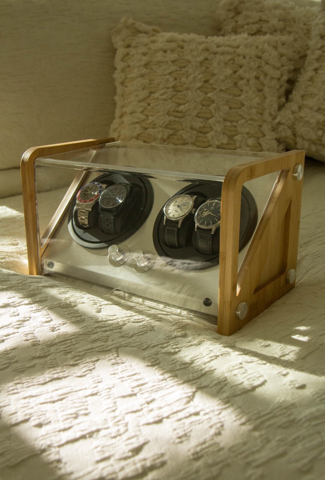 Double Automatic 4 Watch Winder rotating display box Tourbillon Winders NEW!
