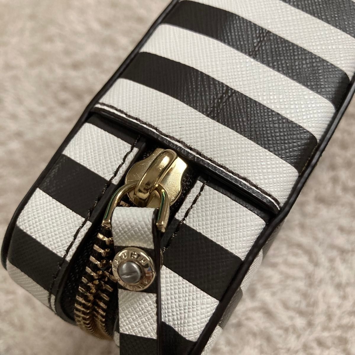 Rare Henri Bendel New York Stripe Travel Jewelry Case Zip Box Vintage Unused