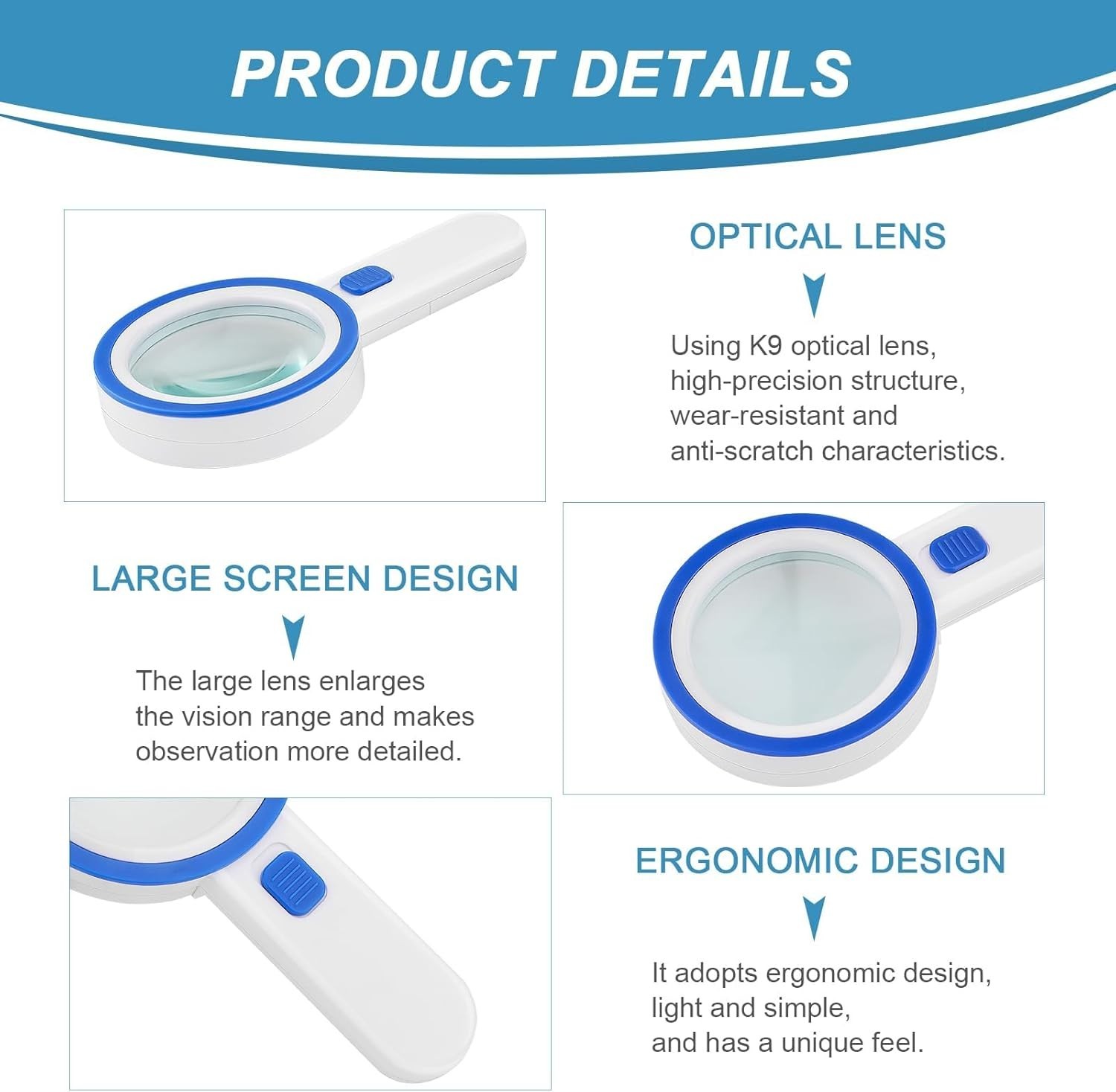 Portable 3X LED Magnifying Glass with Ergonomic Design – Great for Close Work