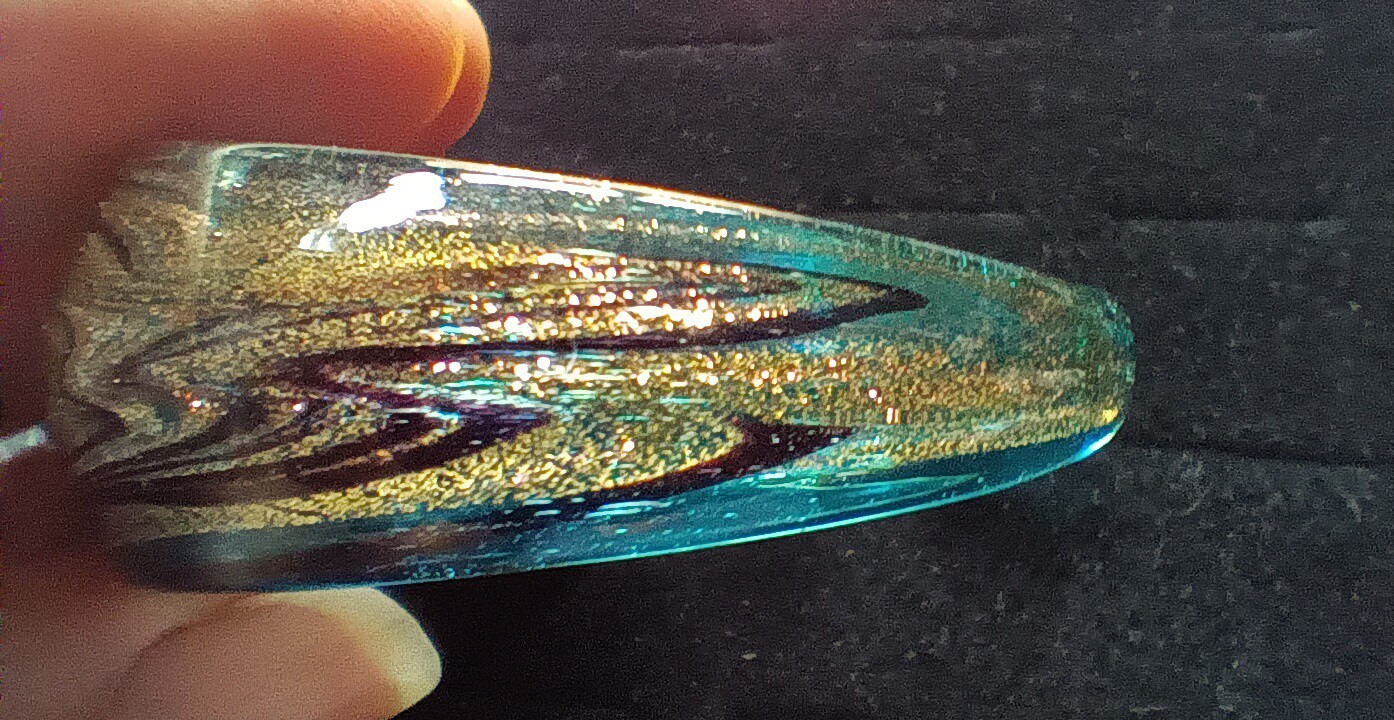 Art Glass Cuff Bracelet Murano 24k Gold Flecks Avventurina Venetian Cobalt Blue