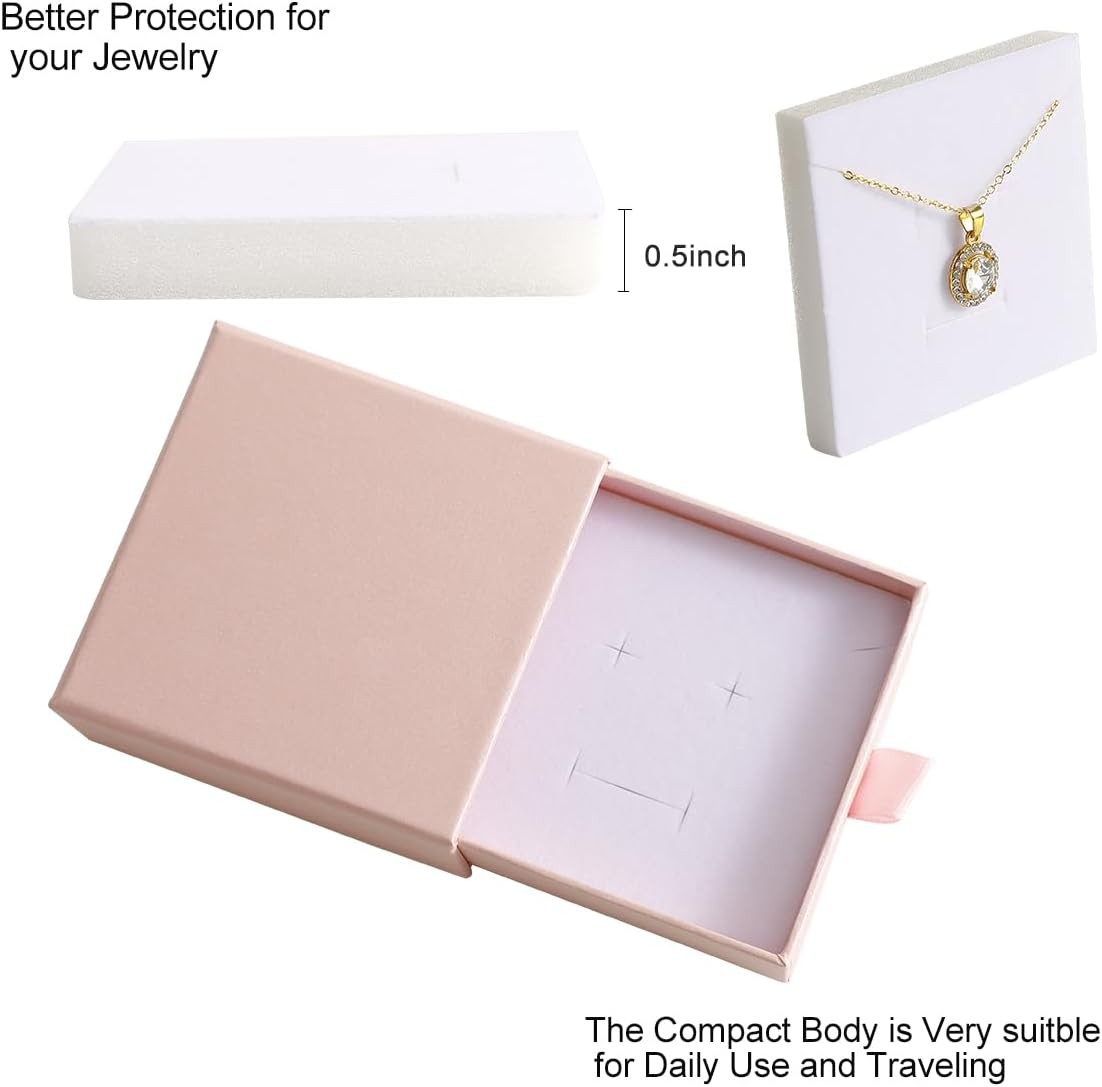 40 Pcs Pearlescent Pink Small Jewelry Boxes 3.54×3.54×1.26in Cardboard Jewelry