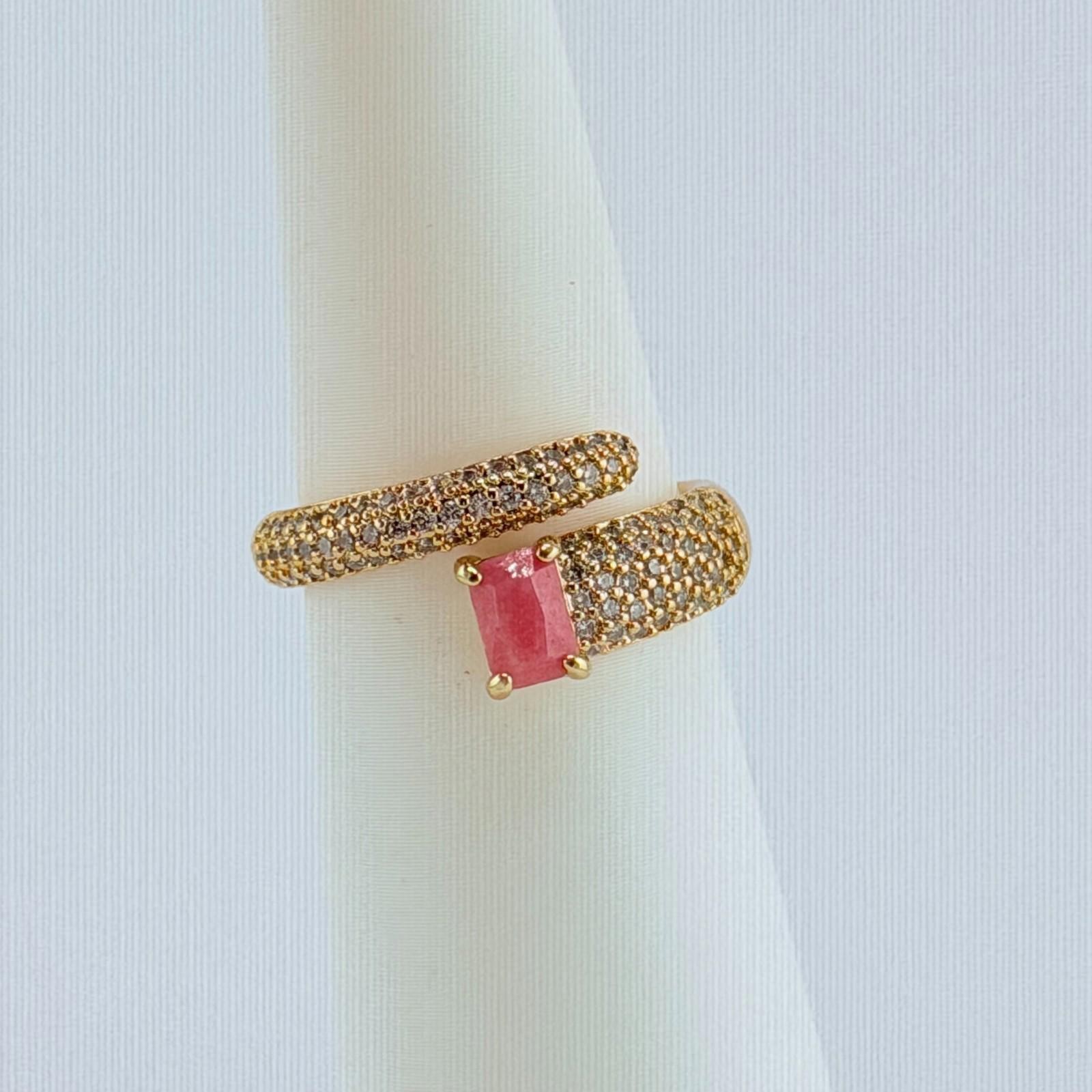 Bomb Party Ring Sz 9 “Wrapped In Good Trouble” Genuine Rhodonite on Gold