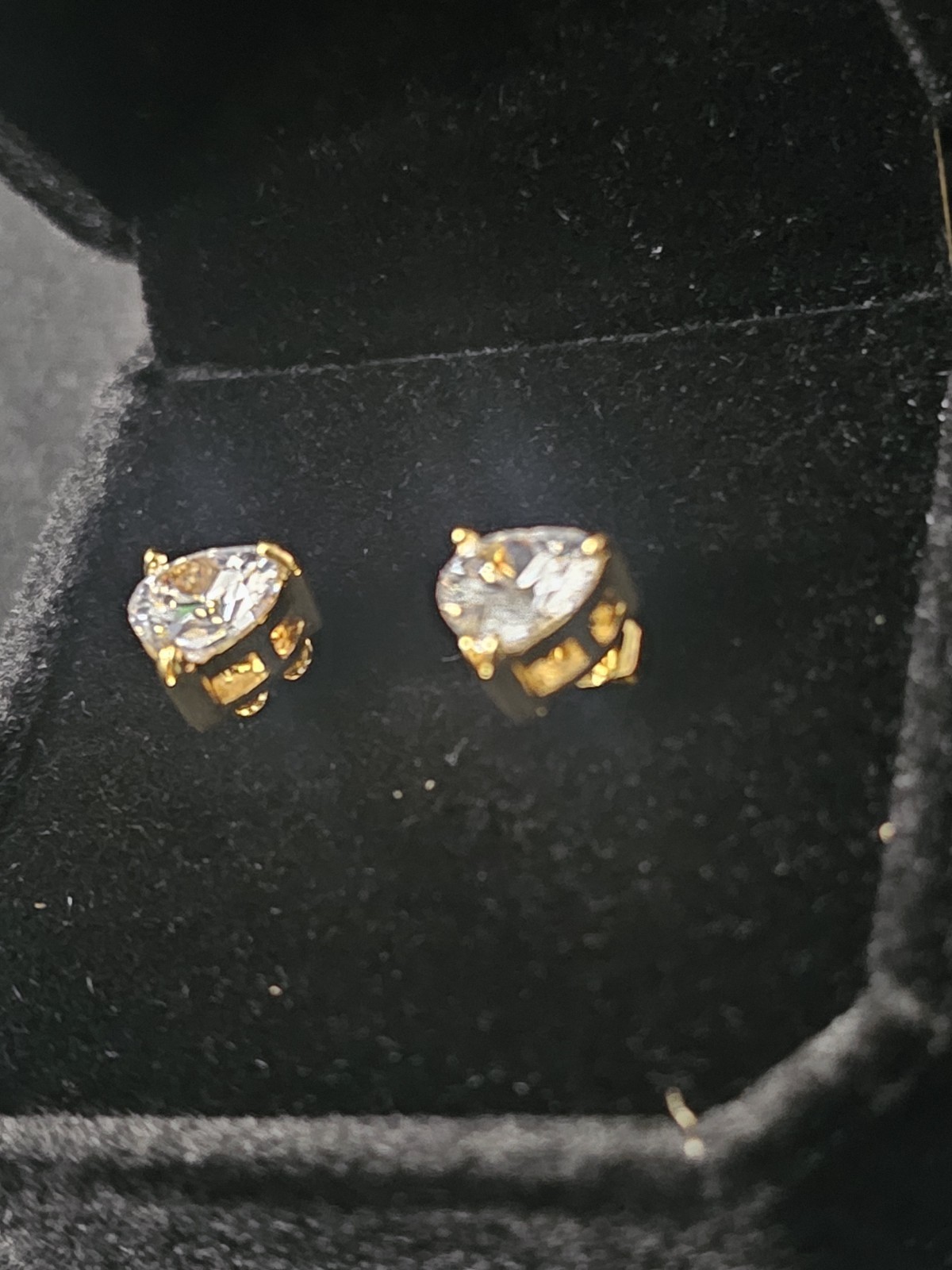 6.9mm Gold plated Heart Shape CZ Stud Earrings