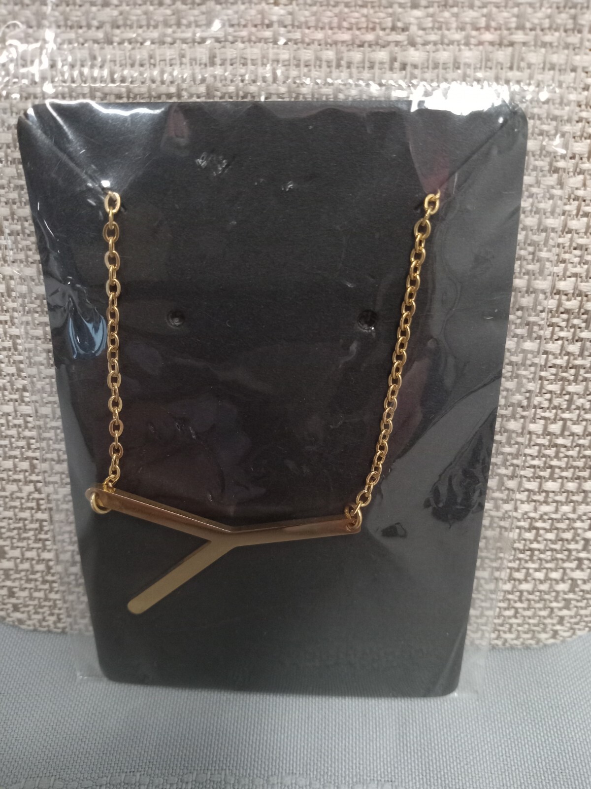 22″ Sideways Initial Letter 18K plated Stainless necklace Gold large charm penda